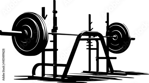 Dynamic Vector of Bodybuilder in Deep Squat with Barbell