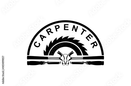 Carpenter wood worker, logo design illustration