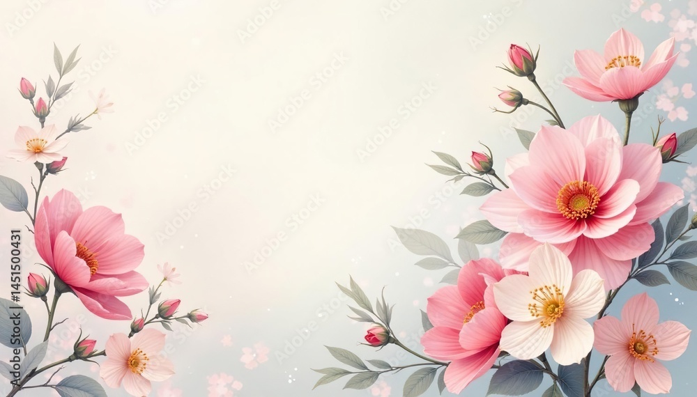 Fototapeta premium Subtle floral motif, pastel hues, delicate design, nature, design, mobile