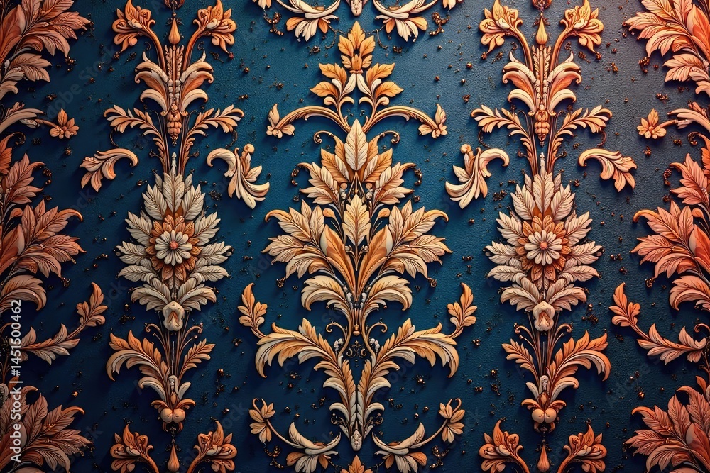 Intricate woven floral damask, elegant scrollwork , fabric, brocade Intricate woven floral damask, elegant scrollwork , fabric, brocade
