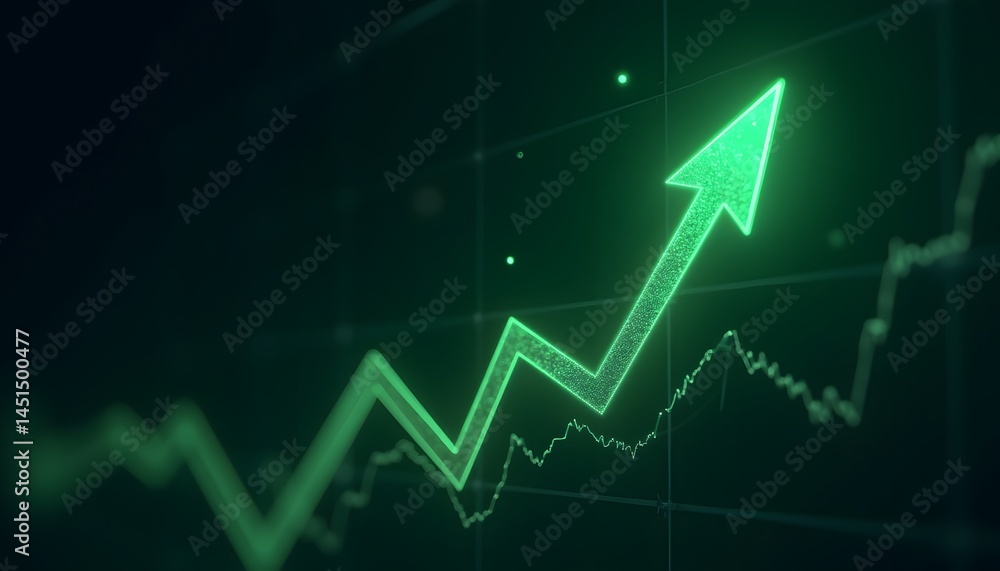 Naklejka premium Green glowing graph representing bullish trend