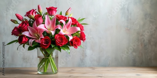 Wallpaper Mural Elegant pink and red roses and lilies arrangement in a modern vase , floral, flowers,  floral, flowers Torontodigital.ca