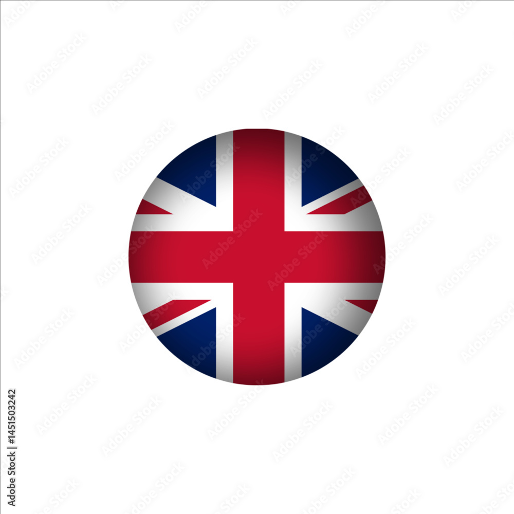 Obraz premium United Kingdom flag in 3D sphere shape. United Kingdom flag logo illustration. United Kingdom flag icon.