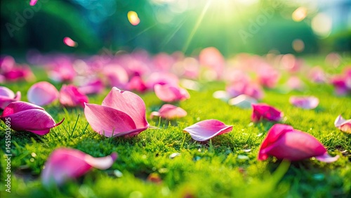 Macro Pink Flower Petals Falling Lawn - Spring Bloom Photography