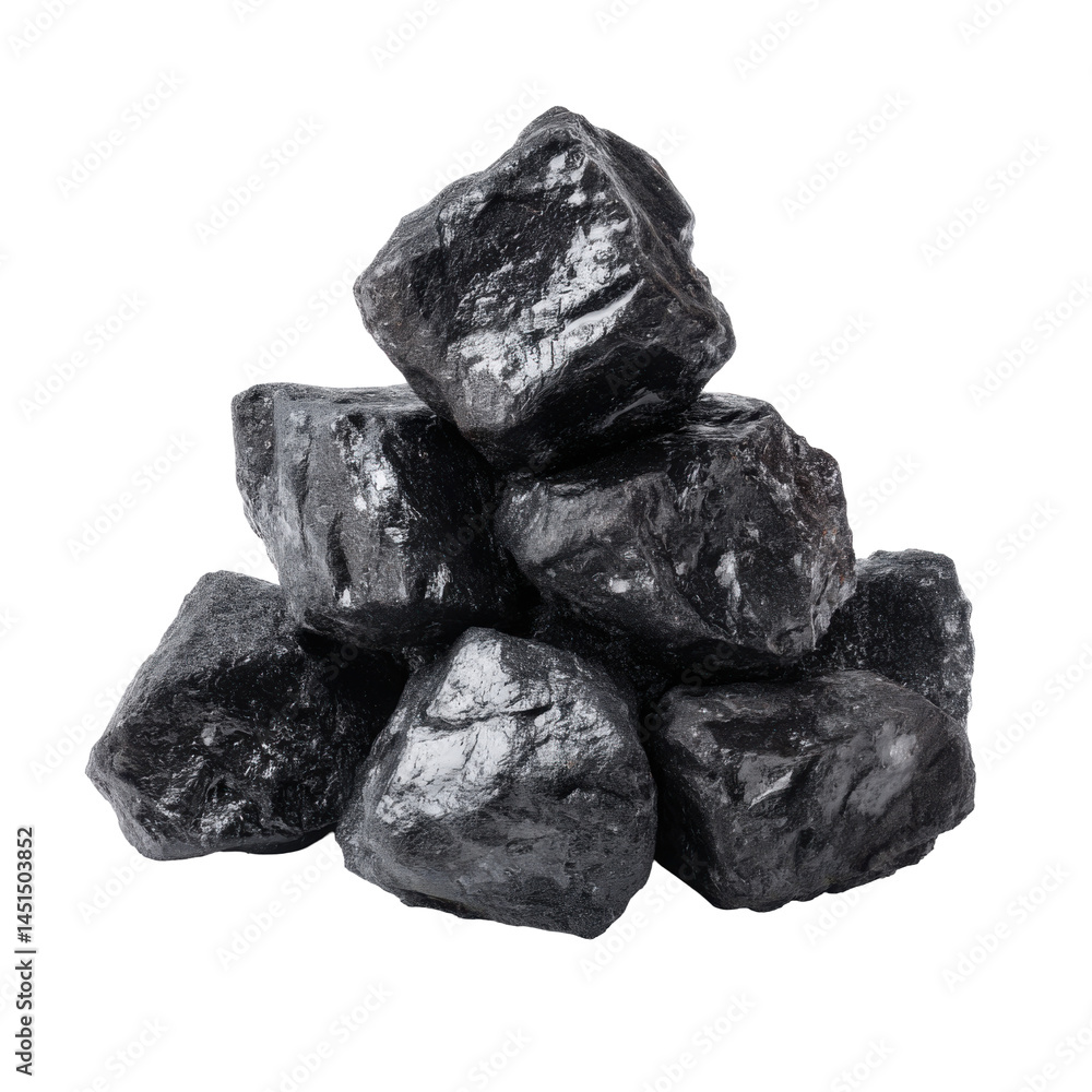 Pile of coal chunks isolated on transparent png background Pile of coal chunks isolated on transparent png background