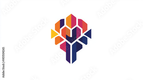 Free Download Minimalistic Logo of a Colorful Brain Silhouette Made of Geometric Shapes - GFXLoad