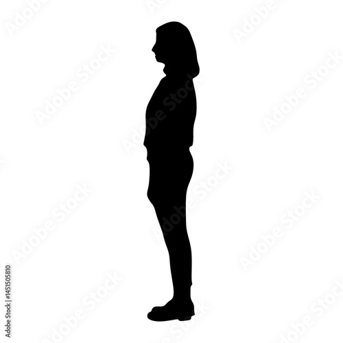 Silhouette of a woman standing sideways isolated on transparent background