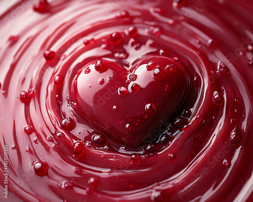 A vibrant red heart surrounded by rippling liquid, embodying love, passion, and emotion in a stunning visual.