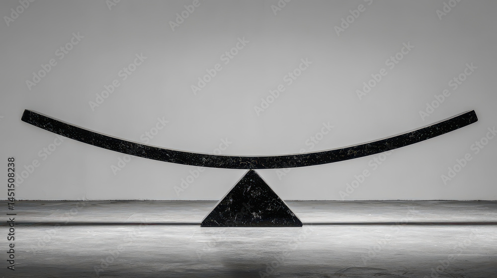 Seesaw tilted to one extreme illustrating the concept of black-and-white thinking in a minimalist space