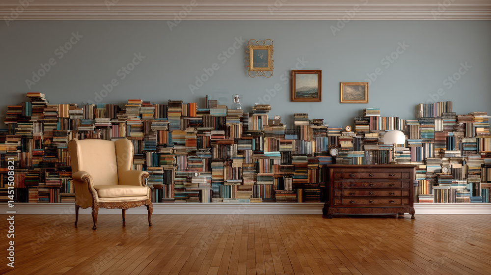 Organized stack of books in a chaotic room represents a moment of control amid OCD struggles