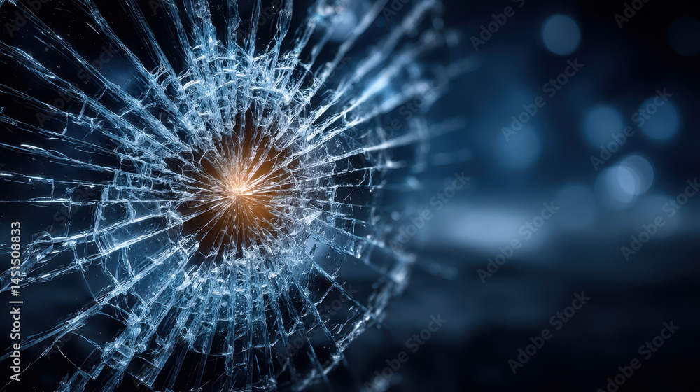 Crack in glass pane signifies how small negative thoughts escalate into catastrophic outcomes