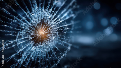 Obraz na płótnie Crack in glass pane signifies how small negative thoughts escalate into catastrophic outcomes w salonie