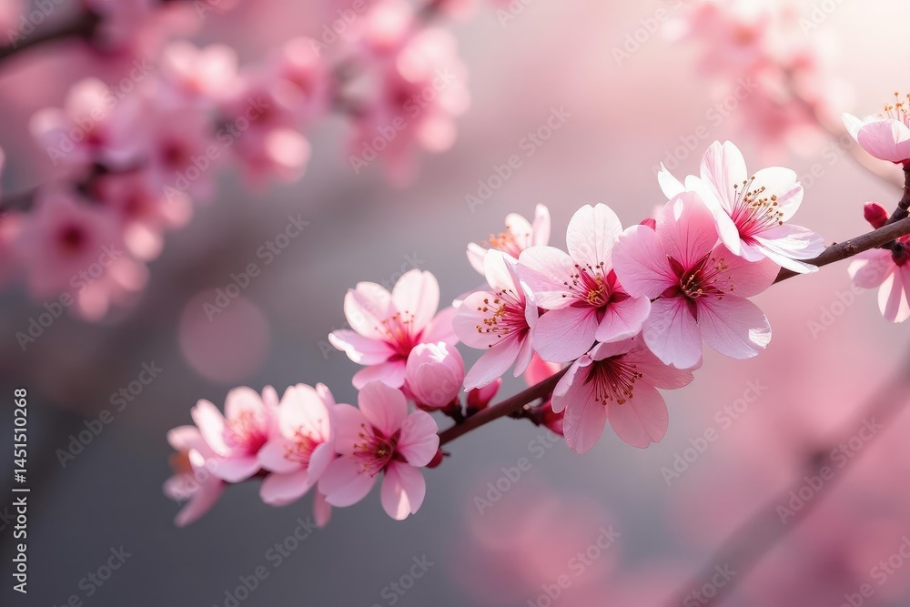 Delicate pink sakura blossoms, soft petals, gentle branches, floral pattern, print, flower pattern Delicate pink sakura blossoms, soft petals, gentle branches, floral pattern, print, flower pattern