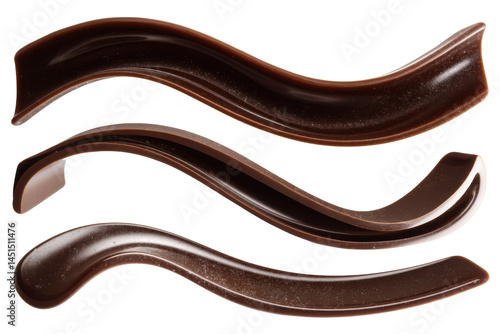Curled chocolate flow isolated on transparent png background