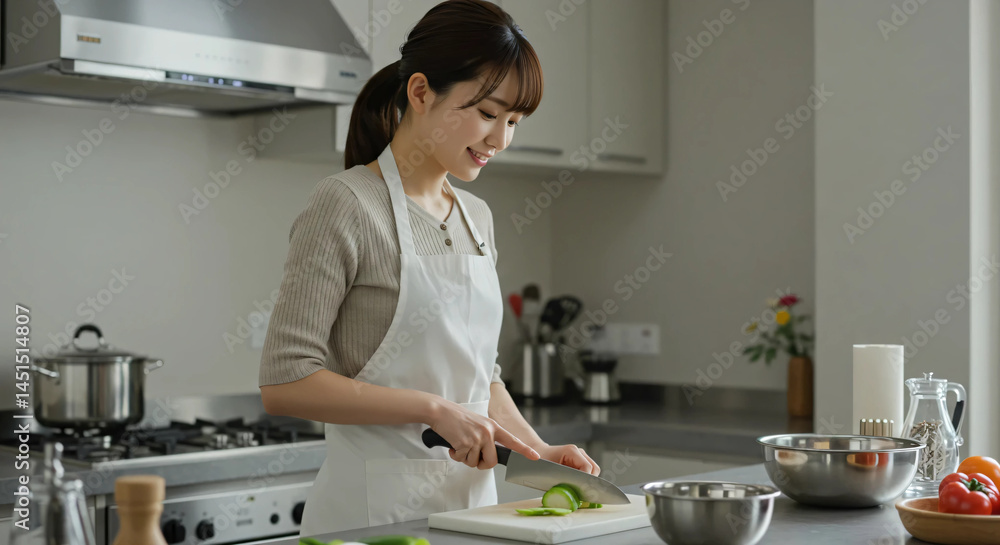料理中の主婦 料理中の主婦