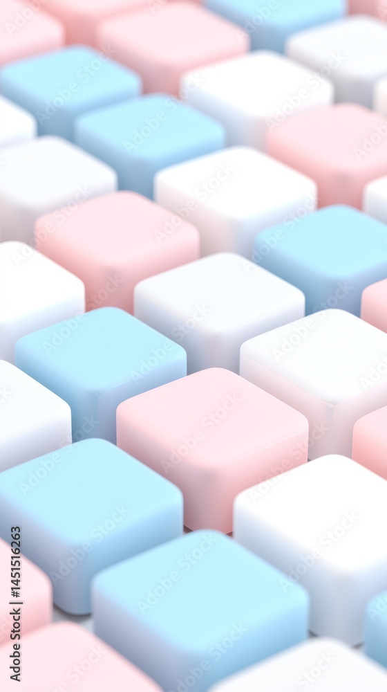 Abstract Pastel Block Pattern Soft Pink, Blue, and White 3D Render Abstract Pastel Block Pattern Soft Pink, Blue, and White 3D Render