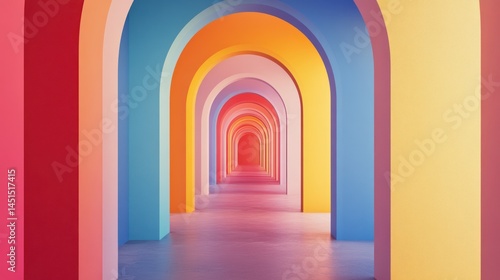 Vibrant Archway Vista  A Colorful Journey Through Symmetrical Abstraction