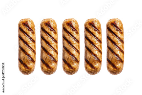 Grilled sausage series isolated on transparent png background