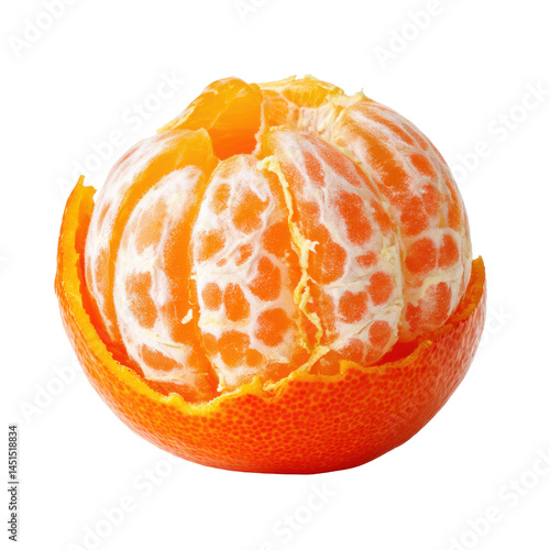 Peeled citrus fruit isolated on transparent png background