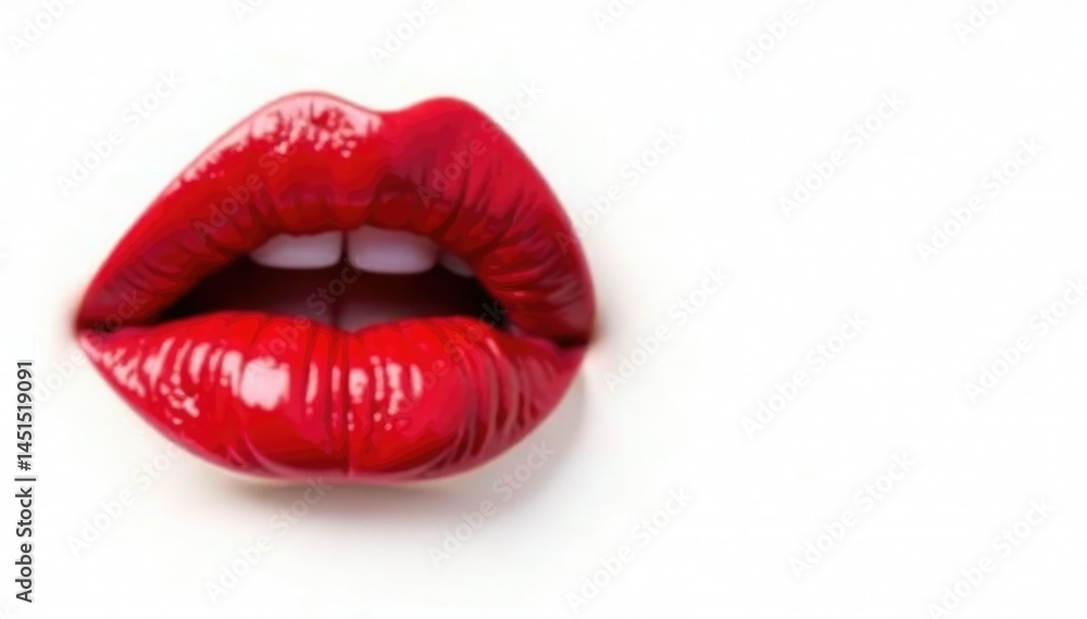 Bold red lipstick smear against stark white backdrop , fashion, modern, creative Bold red lipstick smear against stark white backdrop , fashion, modern, creative