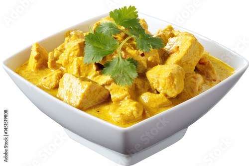 Chicken curry in bowl isolated on transparent png background