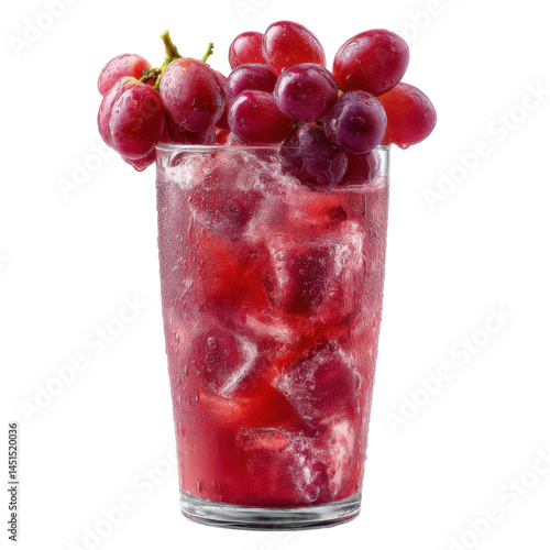 Grape drink with ice isolated on transparent png background