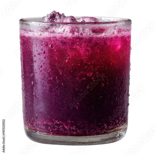 Purple drink with ice isolated on transparent png background