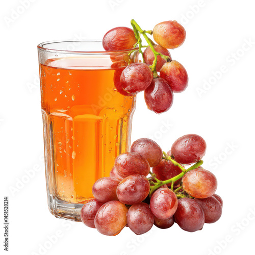 Grape juice and grapes isolated on transparent png background