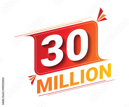 Vector 30 Million isolated on background. Vector illustration.	