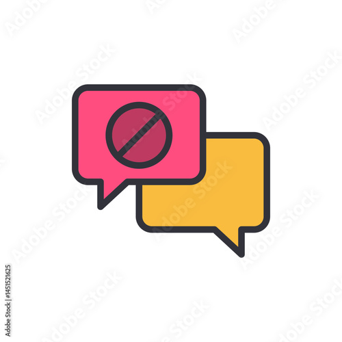 Blocked chat colored icons, minimalist vector illustration ,simple transparent graphic element .Isolated on white background