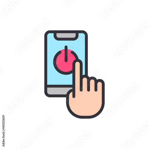 Turn off phone colored icons, minimalist vector illustration ,simple transparent graphic element .Isolated on white background