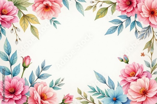 Soft, watercolor-style floral repeat, pastel hues, artwork, invitation