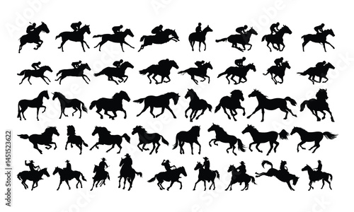 Horse Racing Silhouettes in Motion
