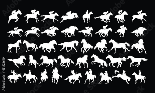 Horse Racing Silhouettes in Motion