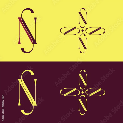 Elegant S and N Monogram Logo Design