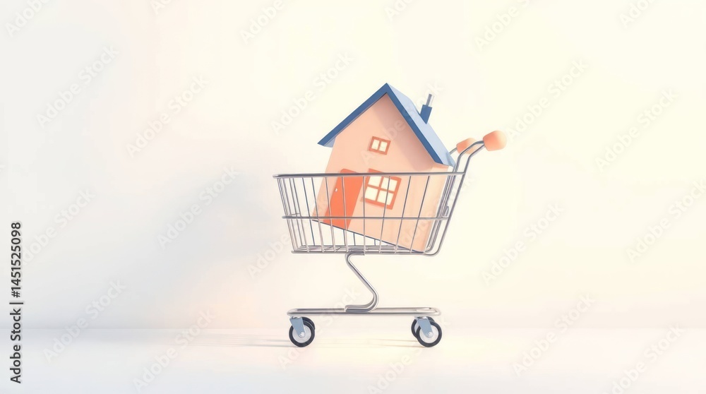 A house resides inside shopping cart A house resides inside shopping cart