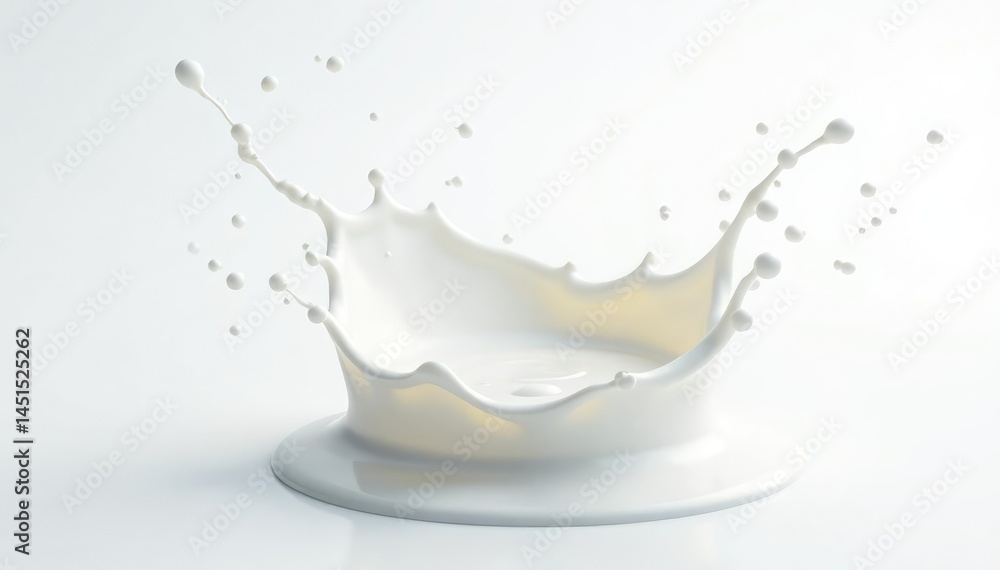 Frozen moment of splashing milk, pristine white backdrop , clean, fresh Frozen moment of splashing milk, pristine white backdrop , clean, fresh