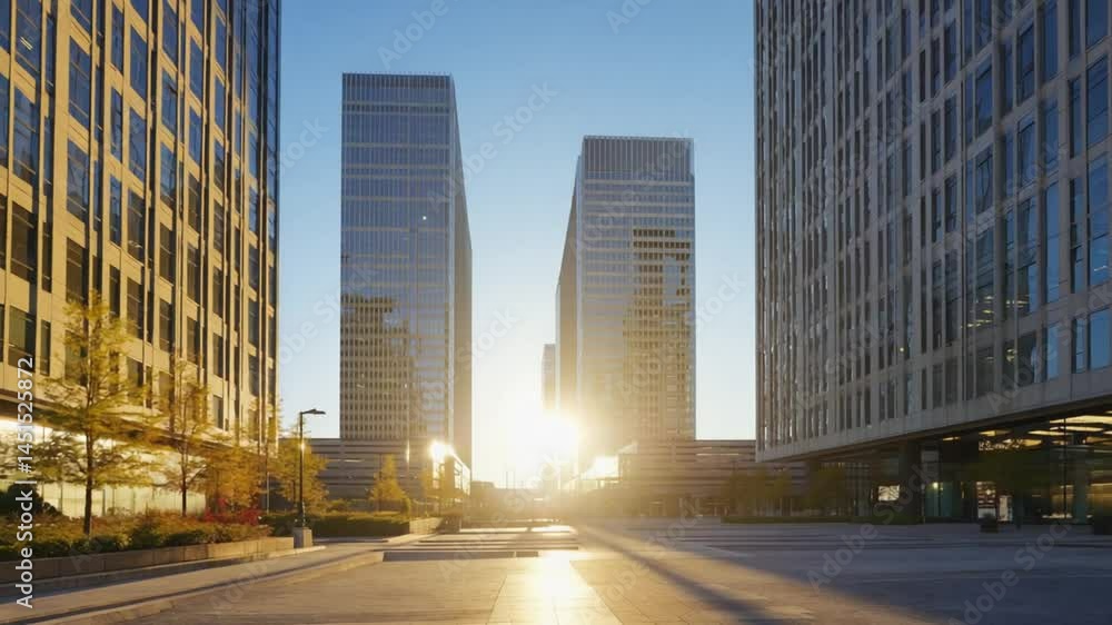 Cityscape with Modern Architecture at Sunset in Urban Setting Cityscape with Modern Architecture at Sunset in Urban Setting