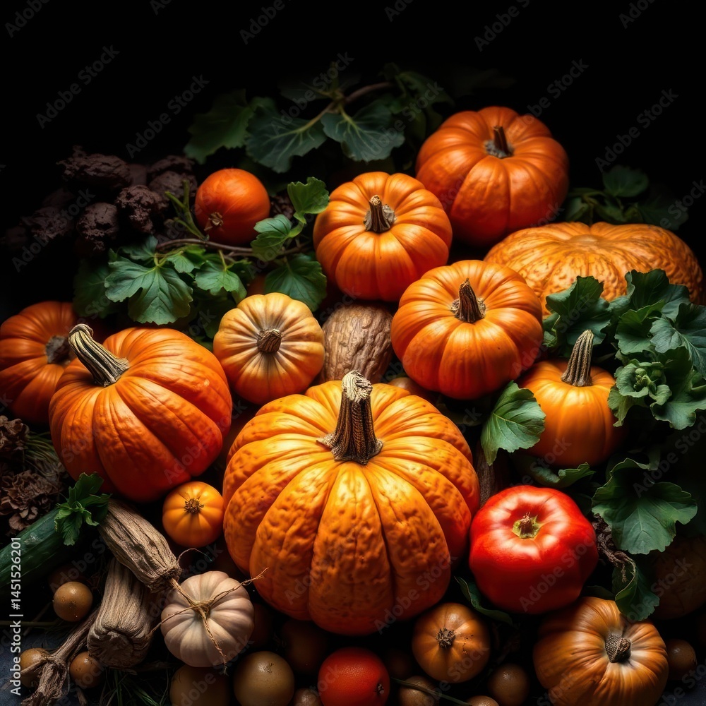 Bountiful harvest of gourds and produce Bountiful harvest of gourds and produce