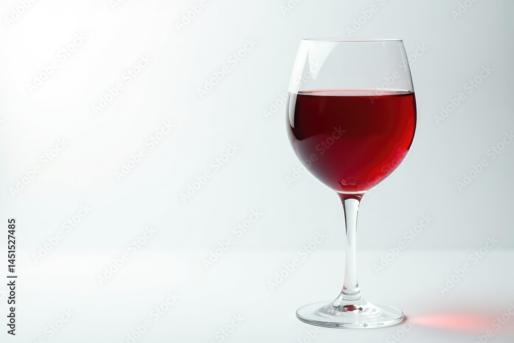 Rich red wine in a glass, clean white backdrop, classic, product, still life Rich red wine in a glass, clean white backdrop, classic, product, still life