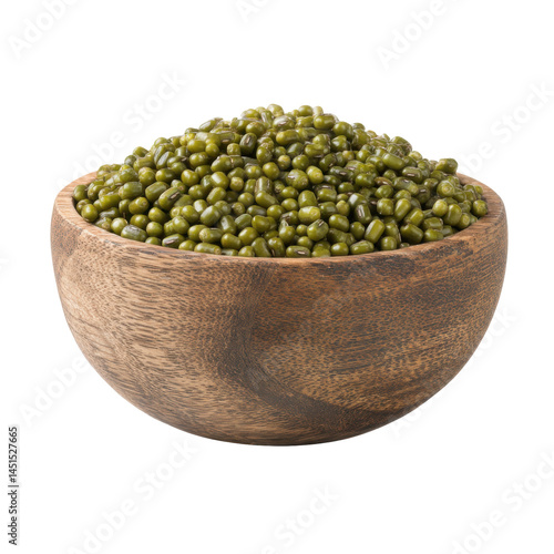 Mung beans in bowl isolated on transparent png background