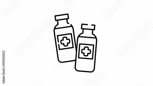 Medical syrup bottle icon line art for pharmacy and medication animation