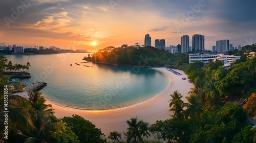 Tanjong Beach on Sentosa with sunset ambiance