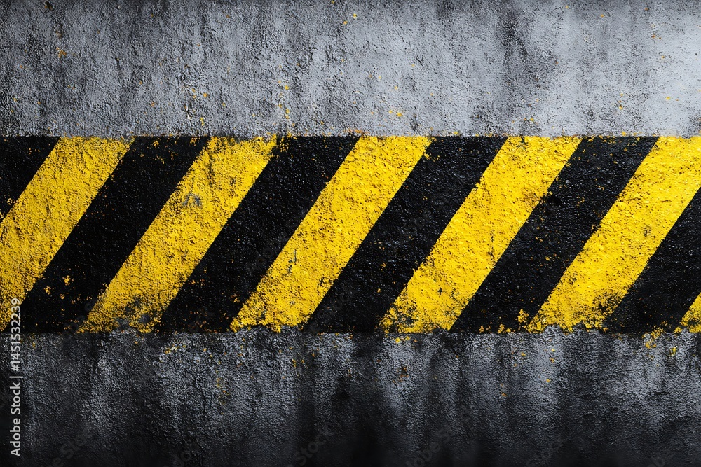 Fototapeta premium Grunge Background with Worn Yellow and Black Diagonal Stripes