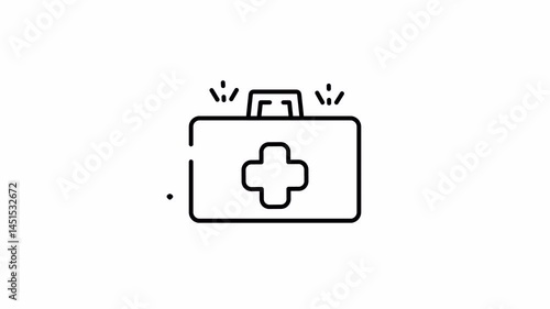 first aid kit icon in line art for emergency and medical treatment animation