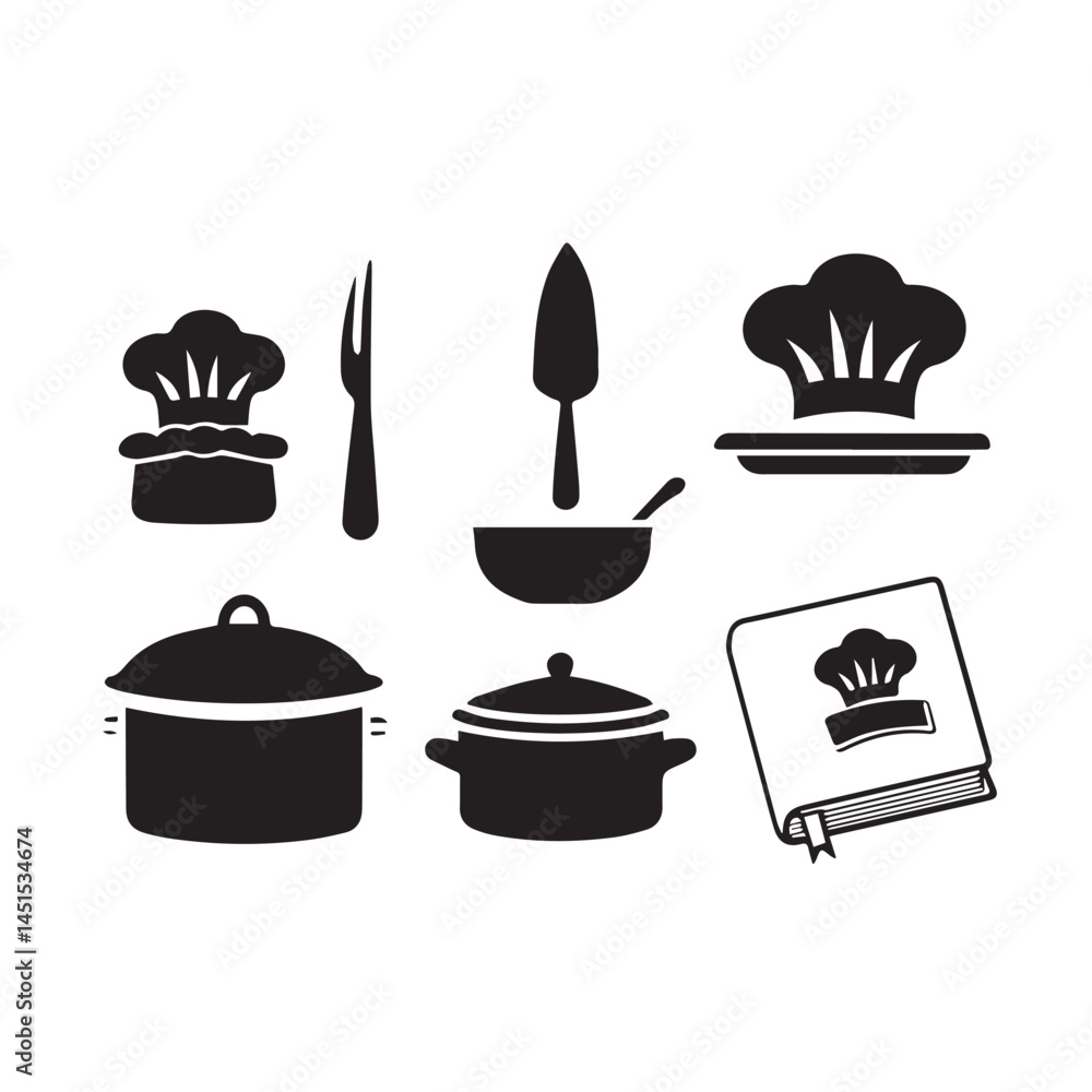 Obraz premium Kitchen icon set silhouette
