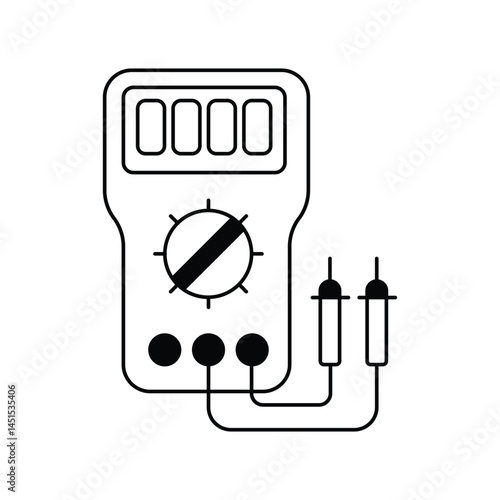 multimeter glyph outline icon with white background vector stock illustration