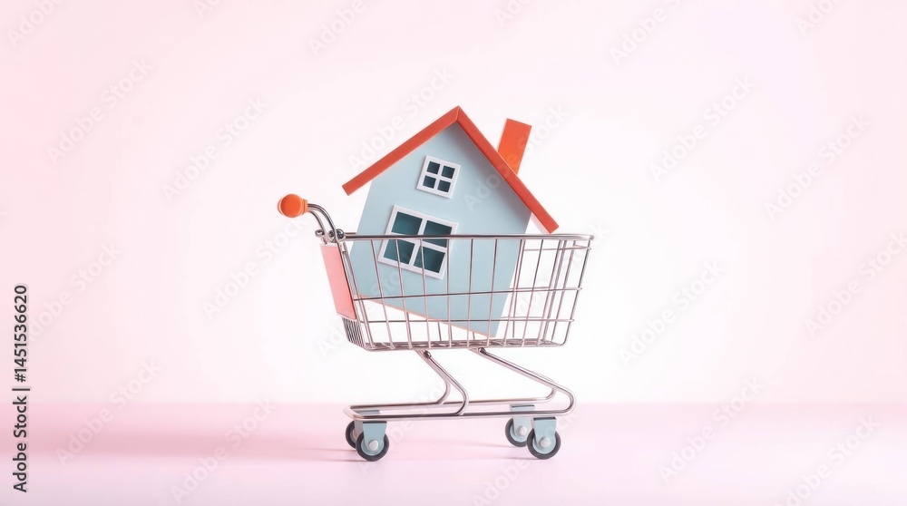 Tiny house nestled inside shopping cart Tiny house nestled inside shopping cart