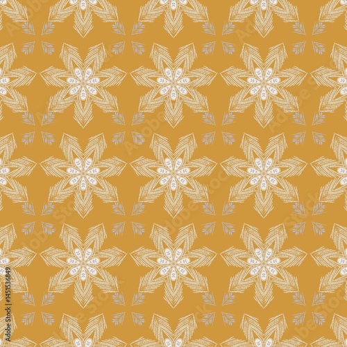 Yellow seamless floral wallpaper pattern, background design, fabric pattern