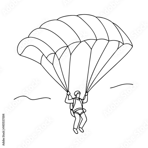 paragliding linear drawing vector illustration
